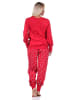 NORMANN Schlafanzug Pyjama Bündchen Anker in rot