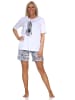 NORMANN Kurzarm Schlafanzug Pyjama Shorty Tiermotiv - 85180 in weiß