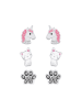 Alexander York Ohrringe, Ohrstecker-Set Katze, Pfote, Einhorn in 925 Sterling Silber, 3-tlg. in rose