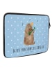 Mr. & Mrs. Panda Laptop Tasche Bär Lied mit Spruch in Blau Pastell