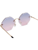 styleBREAKER Runde Sonnenbrille in Gold / Blau-Rosa Verlauf