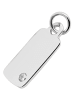 Adeliás Damen 925 Silber Gravuranhänger Dog Tag mit funkelnden Zirkonia in silber
