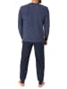 NORMANN Frottee Schlafanzug Bündchen Streifen - 67671 in blau