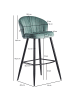 KADIMA DESIGN Barhocker Samt Hellgrün Hocker mit Lehne 56x102,5x52,5 cm, in Grün