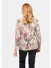 GOLDNER Kurzgröße:  Florales Blusenshirt mit V-Ausschnitt in lila / gemustert