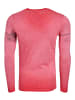Rusty Neal Oil Washed Longshirt mit Seitlicher Knopfleiste in Rot