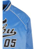 FUBU FUBU Herren FM241-012-1 Fubu Varsity Satin Raglan Bomber Jacket in light blue/black/creme