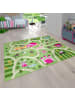 KADIMA DESIGN Kinderteppich waschmaschinenwaschbar Bauernhof‑Straßen Kinderzimmer in Grün