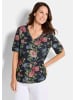 GOLDNER Kurzgröße:  Elegantes Druckshirt mit Blumenmuster in marine / gemustert