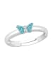 Alexander York Kinderschmuck-Ring SCHMETTERLING aqua in 925 Sterling Silber in silber