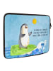 Mr. & Mrs. Panda Notebook Tasche Pinguin Surfer mit Spruch in Eisblau