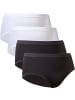 Con-ta Baumwolle, Feinripp Taillenslip 4er-Pack in weiß/schwarz
