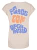 F4NT4STIC Extended Shoulder T-Shirt Peace Love and Open Mind in Whitesand