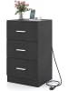 COSTWAY Nachttisch mit Ladestation 38 x 35 x 66 cm in Schwarz