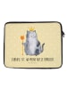 Mr. & Mrs. Panda Laptop Tasche Katze König mit Spruch in Gelb Pastell
