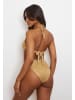 Moda Minx Bikini Top Kos Pendant Hoop Halter Bandeau in Gold Shimmer