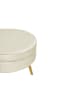 SalesFever Polsterhocker rund mit goldfarbenem Chromgestell und Samtbezug in Beige