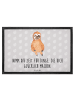 Mr. & Mrs. Panda Schmutzmatte Faultier Zufrieden mit Spruch in Grau Pastell