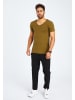 Leif Nelson Herren T-Shirt V-Ausschnitt Herren T-Shirt V-Ausschnitt LN-6372 in khaki