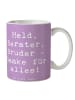 Mr. & Mrs. Panda Tasse Spruch Held Bruder mit Spruch in Lavendeltraum