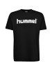 Hummel Logo T-Shirt Sport Kurzarm Rundhals Shirt aus Baumwolle HMLGO in Schwarz