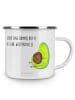 Mr. & Mrs. Panda Camping Emaille Tasse Avocado Pfeifen mit Spruch in Weiß