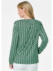 GOLDNER Kurzgröße:  Jerseybluse Elegantes Blusenshirt mit V-Ausschnitt in grün / gemustert