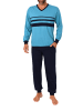 NORMANN Langarm Schlafanzug Pyjama Bündchen Frontstreifen Übergrößen in marine