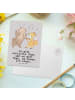 Mr. & Mrs. Panda Postkarte Hase Tanzen mit Spruch in Grau Pastell