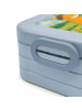 Mr. & Mrs. Panda Bento Box Fuchs Blumen Design mit Spruch in Blau Pastell