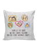 Mr. & Mrs. Panda Couchkissen Igel Familie mit Spruch in Grau Pastell
