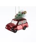 MARELIDA 3x Weihnachtsbaumschmuck Autos mit Weihnachtsbaum in rot