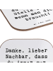 Mr. & Mrs. Panda Glasuntersetzer Spruch Danke Nachbar mit Spruch in Weiß