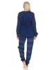 NORMANN Langarm Schlafanzug Pyjama Bündchen Ethnolook - 87068 in marine