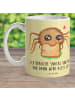 Mr. & Mrs. Panda Kaffeebecher Spinne Agathe Sandwich mit Spruch in Gelb Pastell