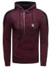 Rusty Neal 1/2 Zip Grobstrick Kontrast Kapuzen-Pullover in Weinrot