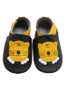 Bemesu Schwarze Baby-Leder-Laufschuhe, komfortabel mit rutschfester Sohle - Tigermotiv