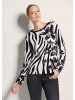 MADELEINE Intarsienpullover mit Zebra- und Blumenmuster in schwarz / wollweiß