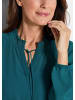 GOLDNER Kurzgröße:  Chiffonbluse Elegante Jersey-Bluse mit Rundhals in petrol