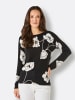 creation L Feinstrickpullover in schwarz-ecru-bedruckt