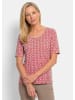 GOLDNER Jersey-Shirt mit Minimal-Rautenmuster in rot / weiß / gemustert