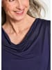 GOLDNER Kurzgröße:  Blusenshirt mit Wasserfallausschnitt in marine