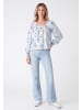 usha BLUE LABEL Women Blouse in Sky Blue White