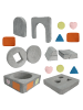 relaxdays 18tlg. Kinder-Spielsofa Set "Velours" in Grau - (B)130 x (H)40 x (T)65 cm
