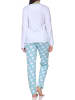 NORMANN Langarm Schlafanzug Pyjama Katzenmotiv in türkis