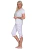 NORMANN Capri Pyjama Schlafanzug Streifen Hose & Rundhals - 79877 in grau