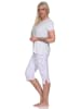 NORMANN Capri Pyjama Schlafanzug Streifen Hose & Rundhals in grau