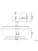 Beliani Badewanne HARVEY in Weiß/Silber - (W) 80 x (H) 59 x (L) 170 cm