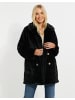 Threadbare Wollmantel THB Furry Fur Coat in Schwarz