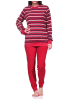 NORMANN Frottee Schlafanzug lang Pyjama Bündchen Streifen - 76529 in rot